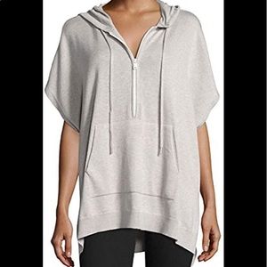 ATM Anthony Thomas Melillo Light Gray Hooded Half-Zip Sweater Poncho